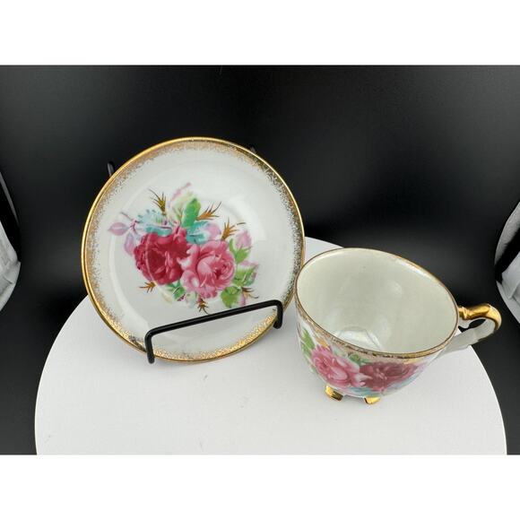 Vintage Napco Hand Painted Miniature Tea Cup & Saucer - Picture 2 of 10